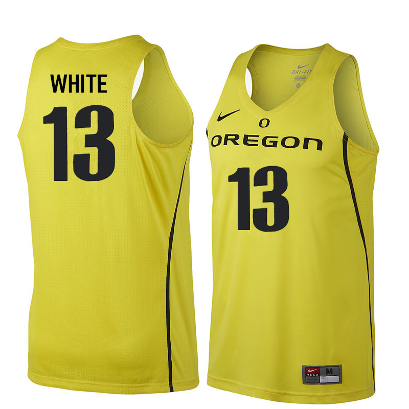 Men Oregon Ducks #13 Paul White College Basketball Jerseys Sale-Yellow - Click Image to Close